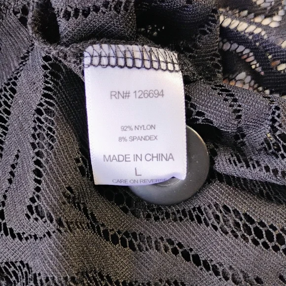 Spoiled Y2K Sheer Cardigan‎ Womens Large Black Zebra Print Goth Lace Concert - Picture 7 of 11